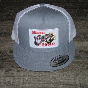 Orig. Coors Rodeo Patch Trucker Hat Yupoong/YP Classic 6006 Snapback Grey/White